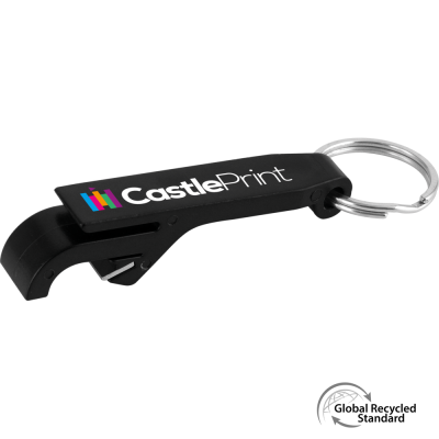 KEYRING BOTTLE OPENER GRS RECYCLED - BLACK