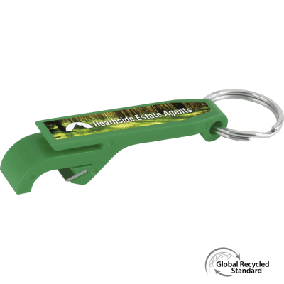 KEYRING BOTTLE OPENER GRS RECYCLED - GREEN