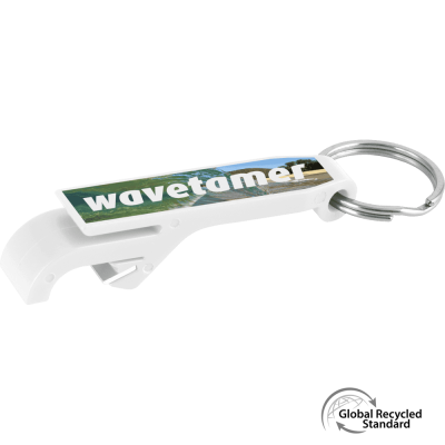 KEYRING BOTTLE OPENER GRS RECYCLED - WHITE