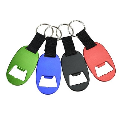 OVAL BEER BOTTLE OPENER KEYRING CHAIN