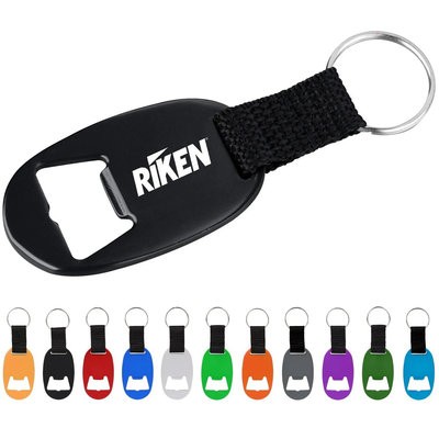OVAL BOTTLE OPENER KEYRING CHAIN & STRAP - PROMOTIONAL CORPORATE GIFT