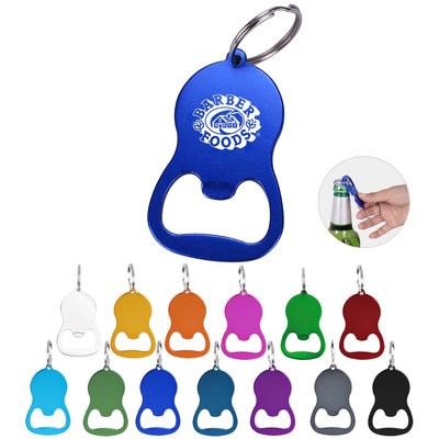 OVAL METAL BOTTLE OPENER KEYRING CHAIN
