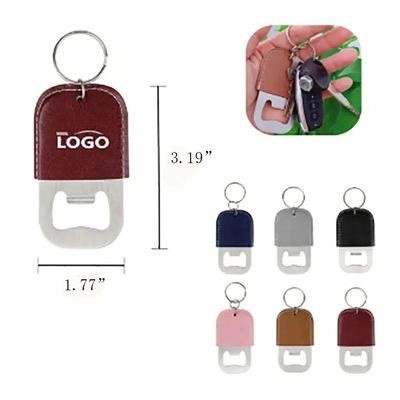 PU STAINLESS STEEL METAL BOTTLE OPENER KEYRING CHAIN