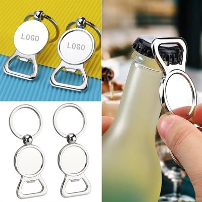 ROUND ZINC ALLOY BOTTLE OPENER KEYRING CHAIN