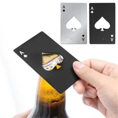 STAINLESS STEEL METAL SPADES A POKER SHAPE CASINO BOTTLE OPENER