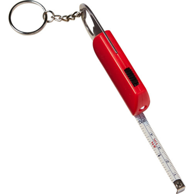 TAPE MEASURE AND BOTTLE OPENER KEYRING in Red