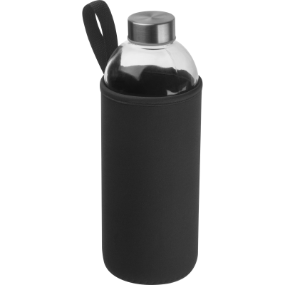 1000 ML GLASS BOTTLE with Neoprene Sleeve in Black