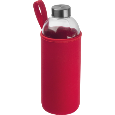 1000 ML GLASS BOTTLE with Neoprene Sleeve in Red