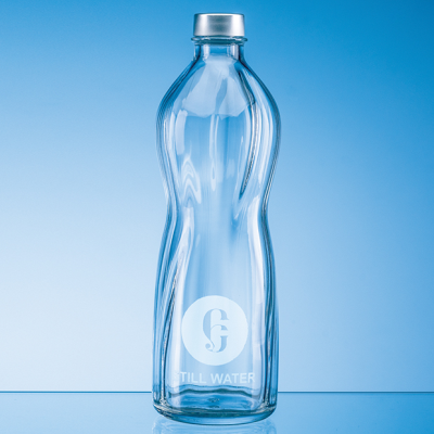1LTR RIPPLED AQUA SCREW TOP BOTTLE