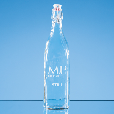 1LTR SQUARE WHITE CAP SWING TOP BOTTLE