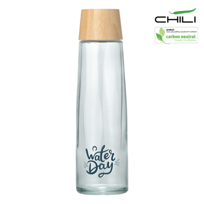 CHILI RECYCLED SODALIME GLASS BOTTLE with Bamboo Lid - 750Ml