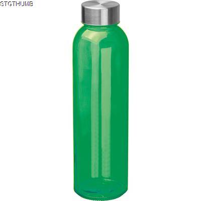CLEAR TRANSPARENT DRINK BOTTLE with Grey Lid in Green