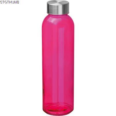 CLEAR TRANSPARENT DRINK BOTTLE with Grey Lid in Pink