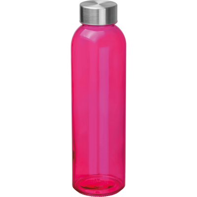CLEAR TRANSPARENT DRINK BOTTLE with Grey Lid in Pink