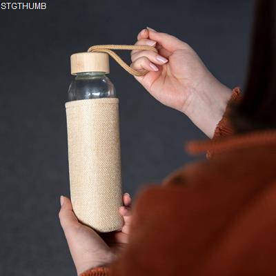 GLASS BOTTLE with Cover Natural, 0,50 L, Clear Transparent