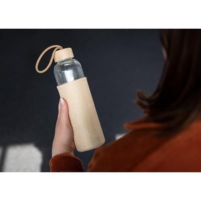 GLASS BOTTLE with Cover Natural