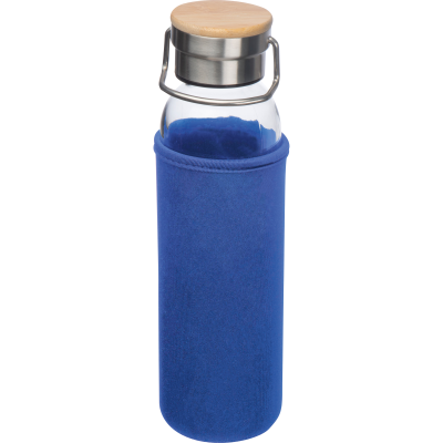 GLASS BOTTLE with Neoprene Sleeve, 600ml in Blue