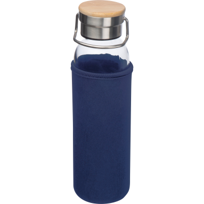 GLASS BOTTLE with Neoprene Sleeve, 600ml in Darkblue