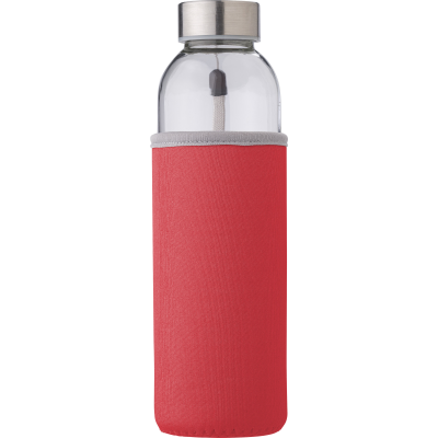 GLASS DRINK BOTTLE (500ML) in Red