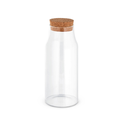 JASMIN 800 BOROSILICATE GLASS BOTTLE with Cork Lid 800 Ml in Natural