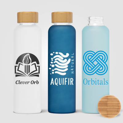 LUCERNE - 590 ML FROSTED BOROSILICATE GLASS BOTTLE with Bamboo Lid