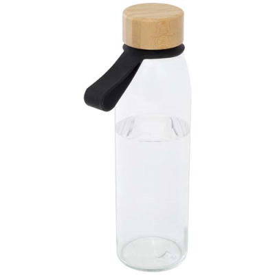 PORTO 500 ML GLASS WATER BOTTLE with Silicon Handle & Bamboo Lid 