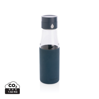 UKIYO GLASS HYDRATION TRACKING BOTTLE with Sleeve in Blue