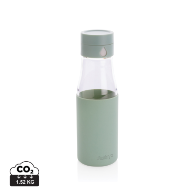 UKIYO GLASS HYDRATION TRACKING BOTTLE with Sleeve in Green