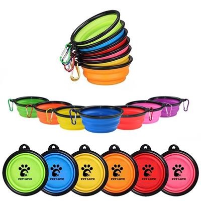 SILICONE COLLAPSIBLE PET BOWL with Carabiner