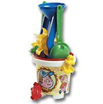 CHILDRENS BEACH BUCKET, SPADE & SAND MOULD SET