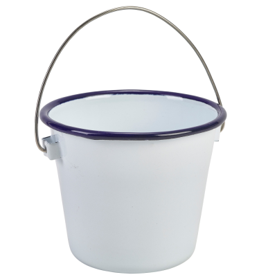 ENAMEL BUCKET WHITE with Blue Rim (0,5 Litre)
