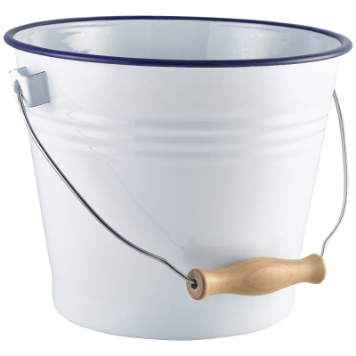 ENAMEL BUCKET WHITE with Blue Rim (5,2 Litre)