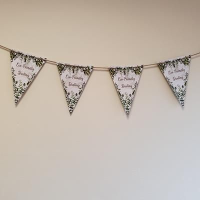 A5 ECO FRIENDLY PAPER BUNTING ON NATURAL WOOL WEBBING