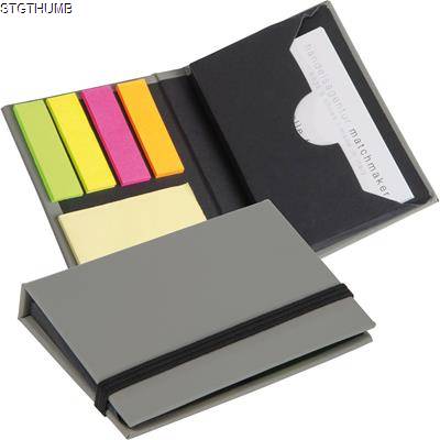 BUSINESS CARD HOLDER with Sticky Notes in Silvergrey