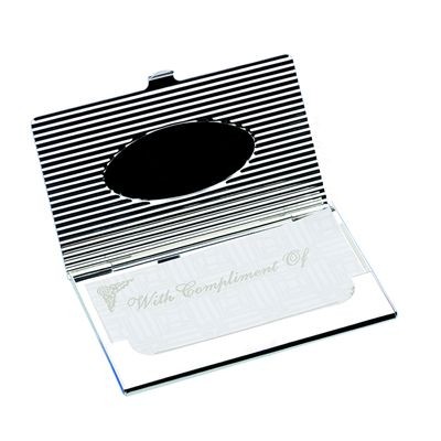 OVAL DESIGN METAL POCKET BUSINESS CARD HOLDER in Silver