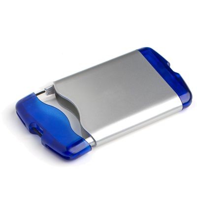 PLASTIC BUSINESS CARD HOLDER in Blue & Silver