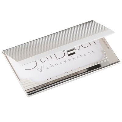 RIBBED SILVER CHROME METAL BUSINESS CARD OR CREDIT CARD CASE