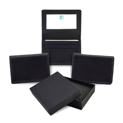 SANDRINGHAM NAPPA LEATHER BUSINESS CARD HOLDER with Travel or Oyster Card Window