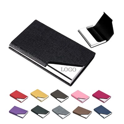 STAINLESS STEEL METAL PU BUSINESS CARD HOLDER - PROMOTIONAL CORPORATE GIFT