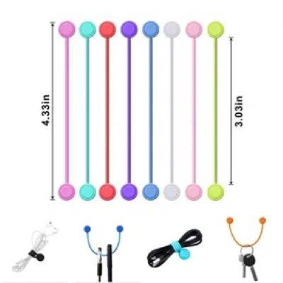 SILICONE MAGNETIC CLIPS CABLE STRAPS CORD ORGANIZERS