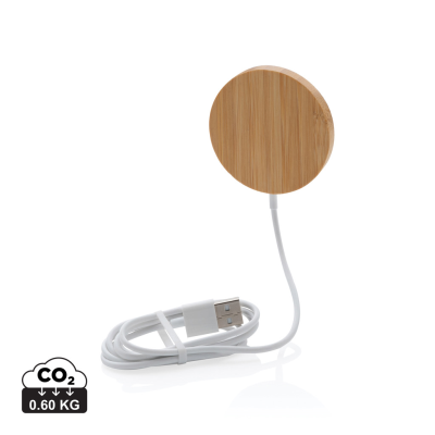 10W BAMBOO MAGNETIC CORDLESS CHARGER in Brown