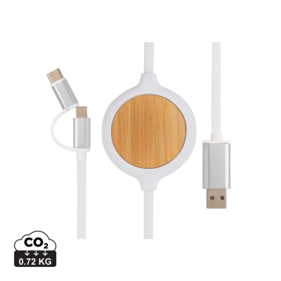 3-IN-1 CABLE with 5W Bamboo Cordless Charger in White