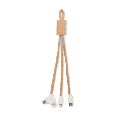 3 in 1 Charger Cable in Cork in Brown