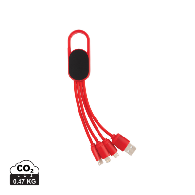 4-IN-1 CABLE with Carabiner Clip in Red