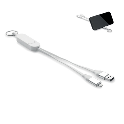 60W CABLE KEYRING RECYCLED ABS in White