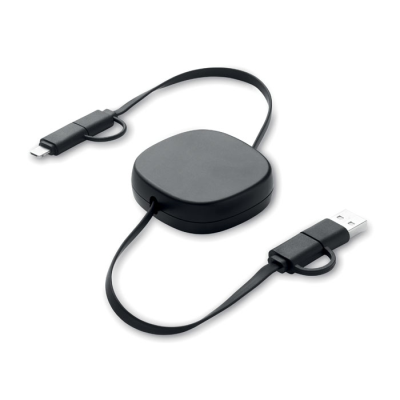 60W RETRACTABLE CHARGER CABLE in Black