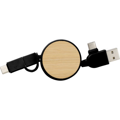 BAMBOO EXTENDABLE CHARGER CABLE in Black