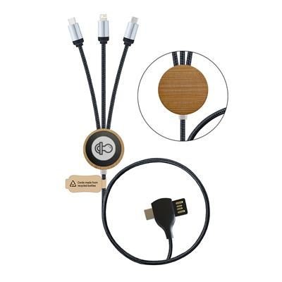 C24 BAMBOO 3-IN-1 MULTI-CHARGING BAMBOO RPET BRAIDED CABLE