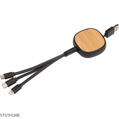 CHARGER CABLE with Bamboo Decoration in Black