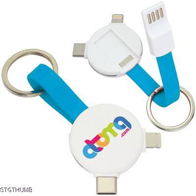 MAGNETIC ROUND USB CABLE KEYRING - 3-IN-1